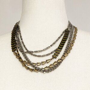 Stella & Dot Mixed Media Layered Necklace Rhinestone Metal